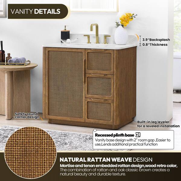 ROSWELL Busan 36 in. W x 22 in. D x 33.9 in. H Single Bath