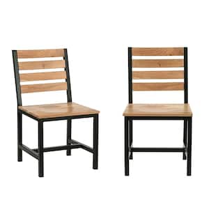 Yorkshire Natural and Black Wood Seat Dining Chair Set of 2