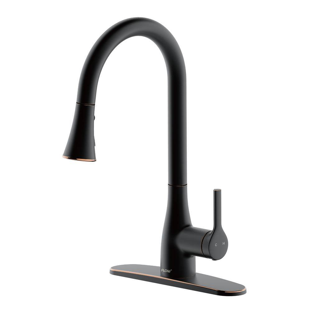 FLOW Classic Series Single-Handle Standard Kitchen Faucet in Oil Rubbed ...