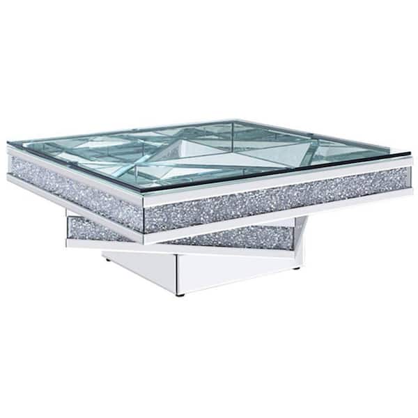 Benjara 40 in. Clear Medium Square Glass Coffee Table