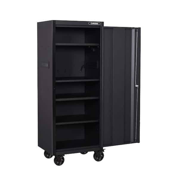 Husky - Tool Storage 27 in. W x 23 in. D Heavy Duty Matte Black 4-Shelf Rolling Side Tool Locker