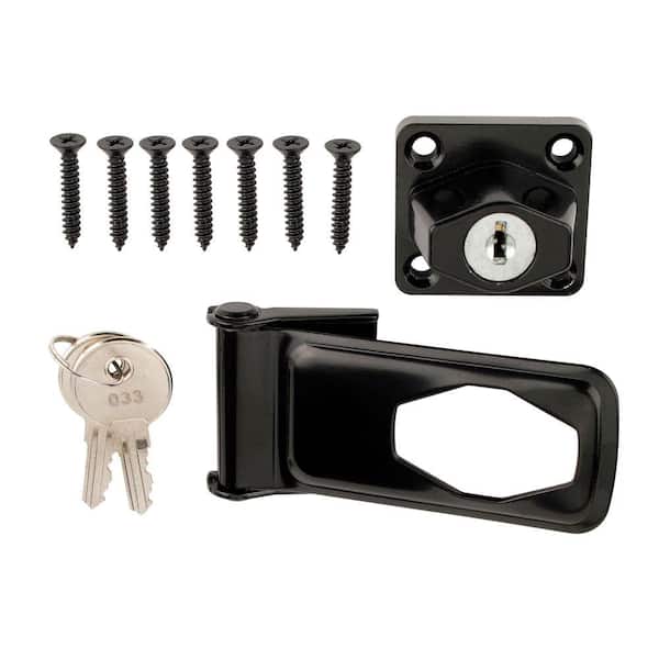 Everbilt 4-1/2 in. Black Key Locking Safety Hasp