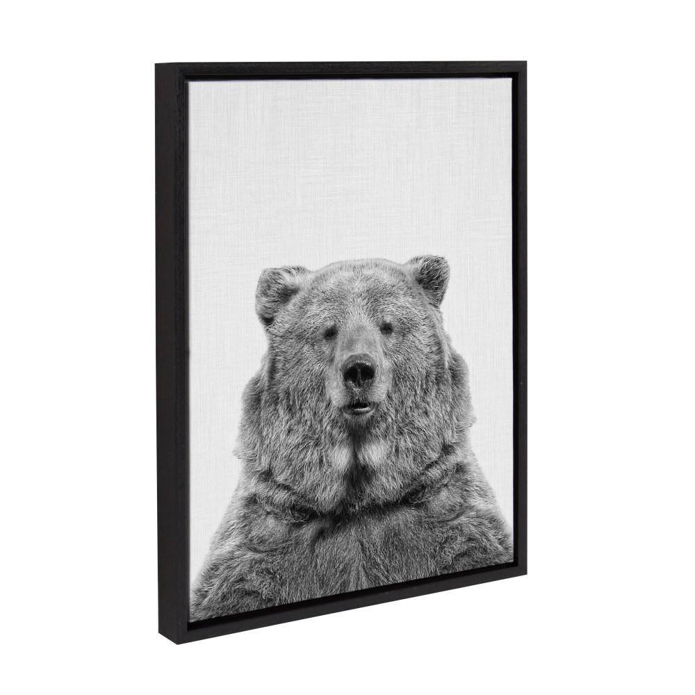 Black and White Bear Portrait Canvas Wall Art for Kids