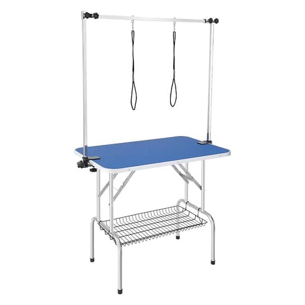 Pet Grooming Table Two Arms with Clamp, 36 in. x 24 in. Dog Grooming Station, Foldable Pets Grooming Stand