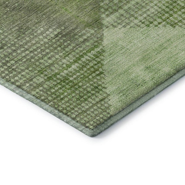 Mayfield Premium Machine Washable Abstract AMF1065 Green 8 ft. x 8 ft. Round Rug