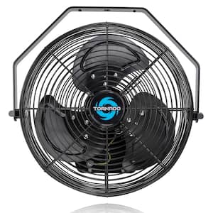 12 in. 3-Speed IPX4 Water-Resistant High Velocity Metal Industrial Wall Fan in Black Outdoor Rated with 6 ft. Cord
