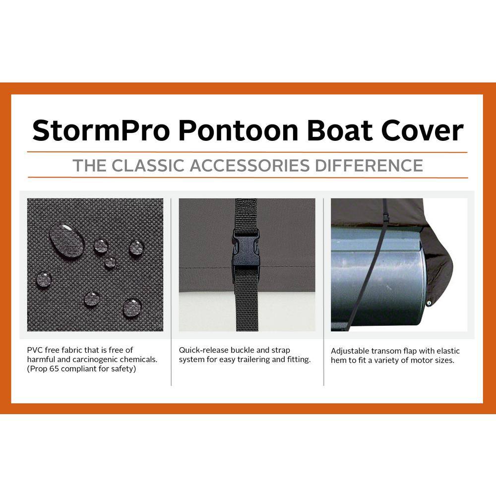StormPro Dark Grey Heavy-Duty Pontoon Boat Cover, Fits 17-20 ft
