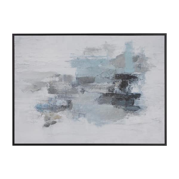 Litton Lane 1- Panel Abstract Framed Wall Art with Black Frame 48 in. x 66 in.