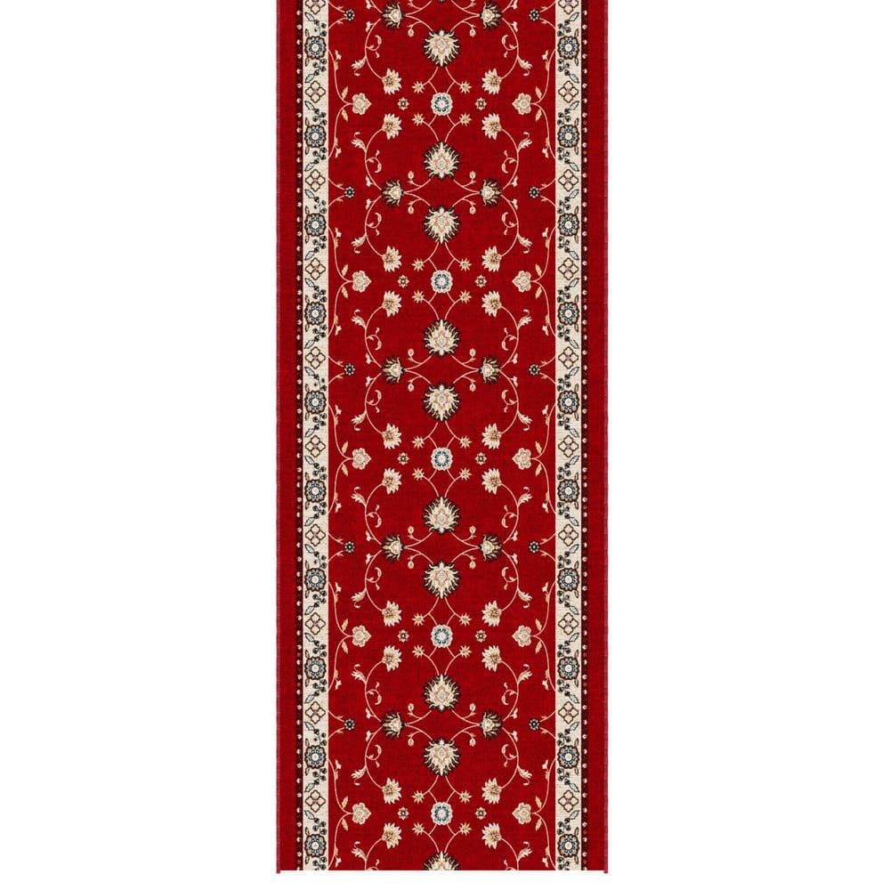 Ascend Non-Slip Rubberback 3 ft. x 23 ft. Indoor Custom Cut Extra Long Runner Rug 2 ft. 7 in. x 23 ft., Red Mahal price history on PriceWatchPro