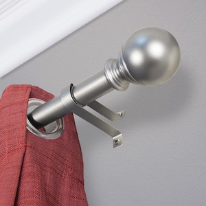 Ball 72 in. - 144 in. Adjustable Curtain Rod 1 in. in Silver with Finial