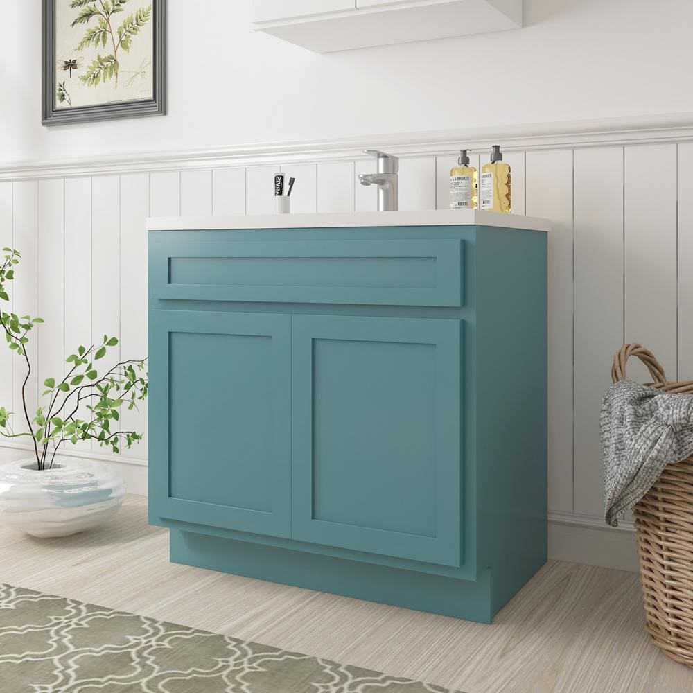 33 in. W x 21 in. D x 32.5 in. H 2-Doors Bath Vanity Cabinet Only in Sea Green