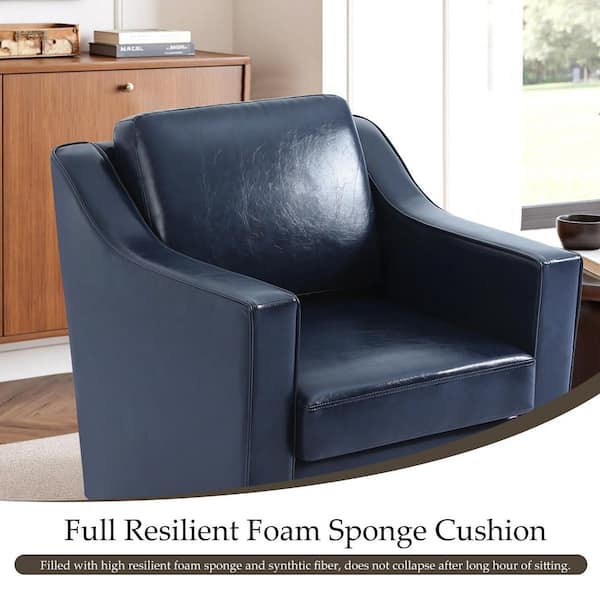 【kawais】 leather chair seat<garbon>_navy Uixe Modern Navy Faux Leather Upholstered Swivel Accent Barrel