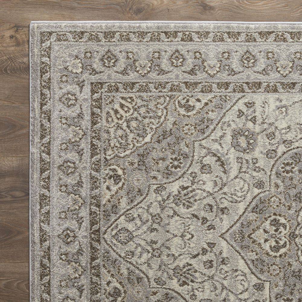 Gray and Beige 4' x 6' Oriental Synthetic Area Rug