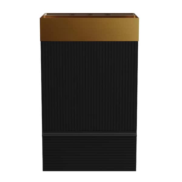 20 in. Freestanding Black Bath Vanity with Brushed Gold 304 Stainless Steel Top Unassembled