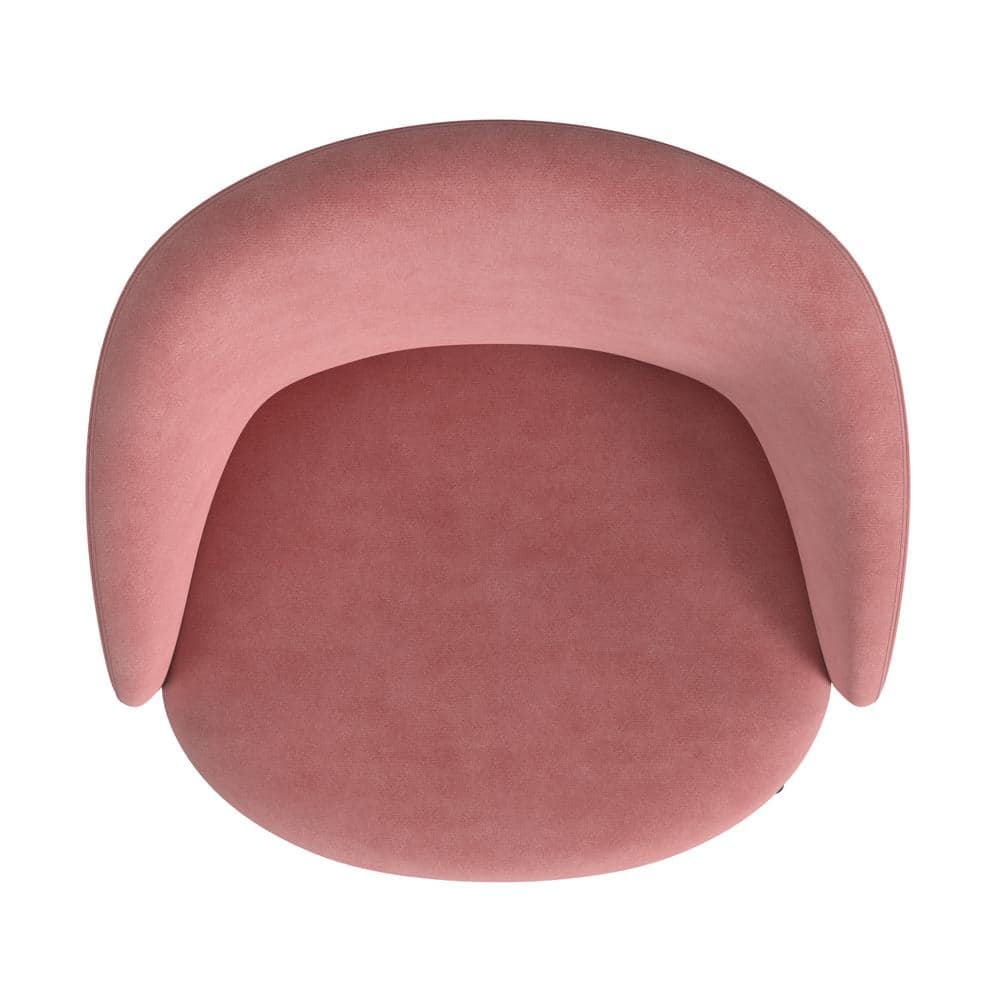 Blush Pink Velvet Modern Accent Chair with Metal Legs