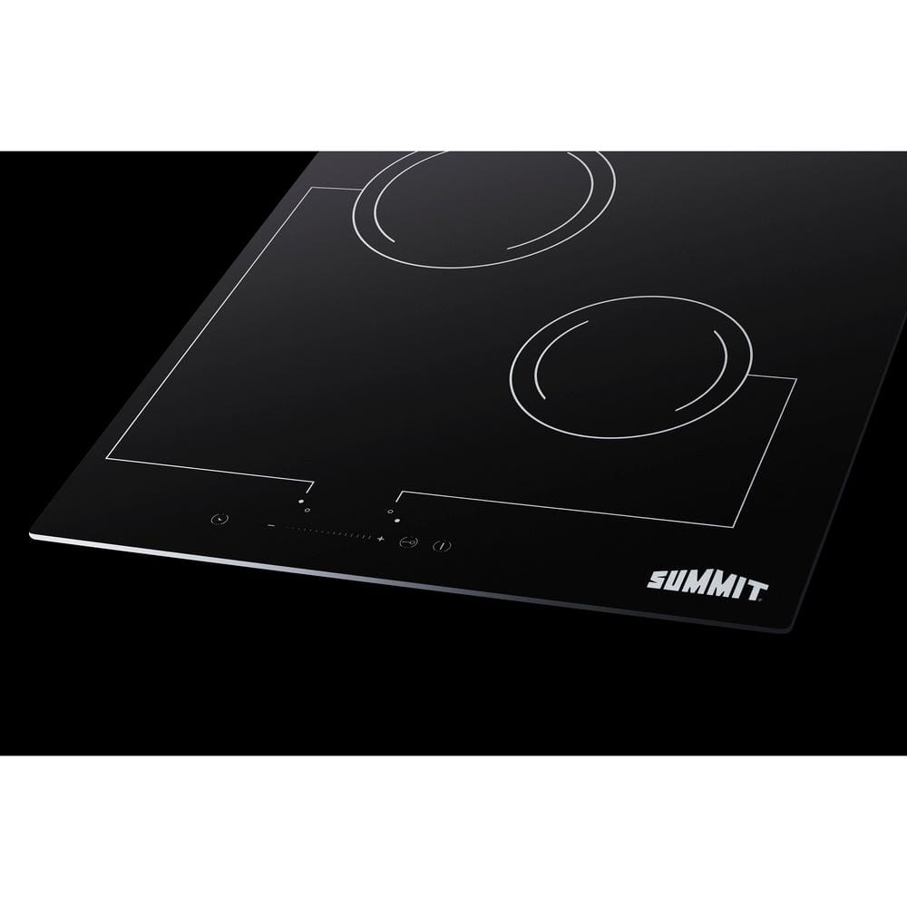 18" Black Ceramic Glass 2-Burner Electric Cooktop with Touch Control