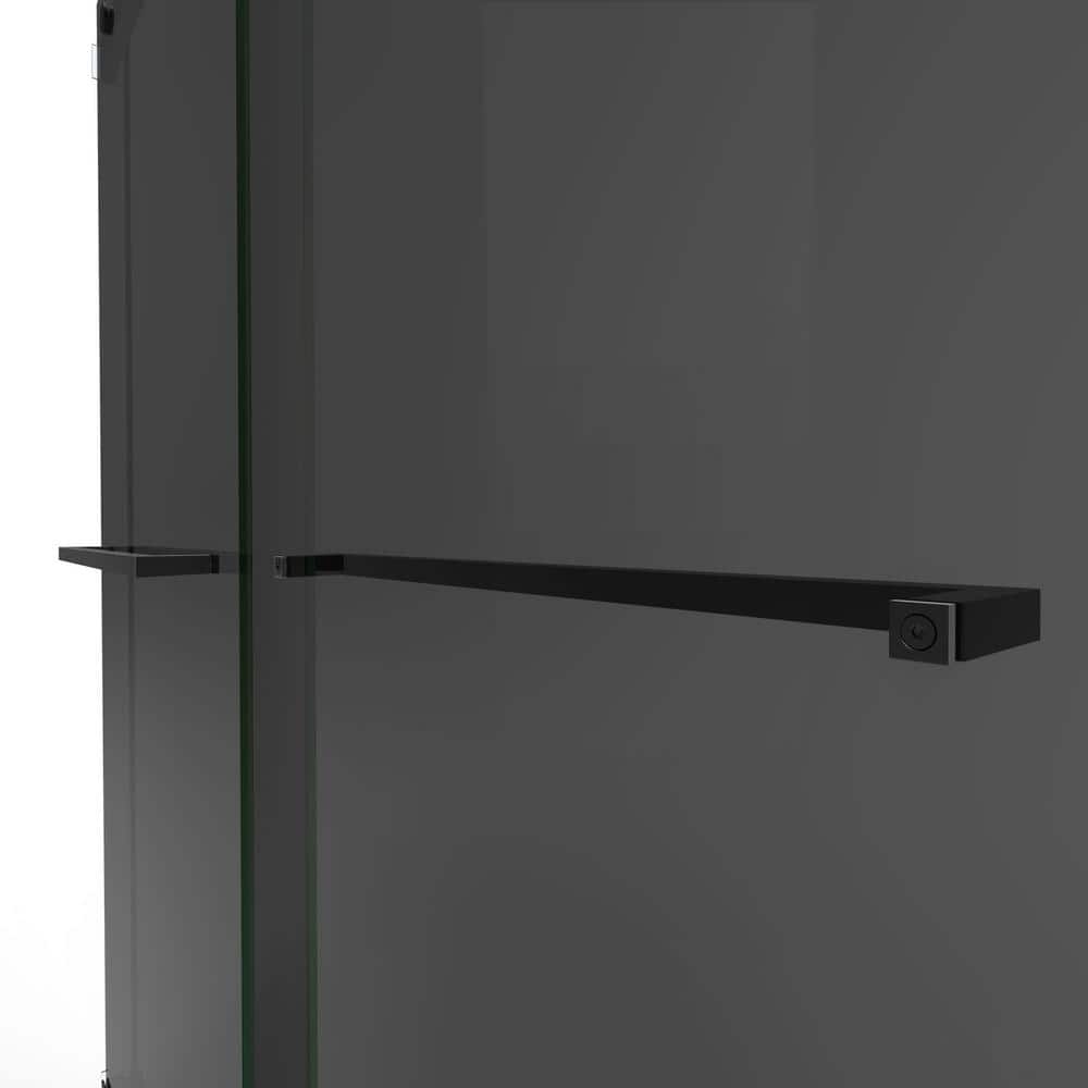 Essence 56-60" Frameless Matte Black Sliding Shower Door with Smoke Gray Glass