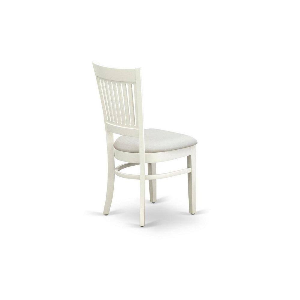 Linen White Rectangular Dining Set with Rubber Wood Chairs