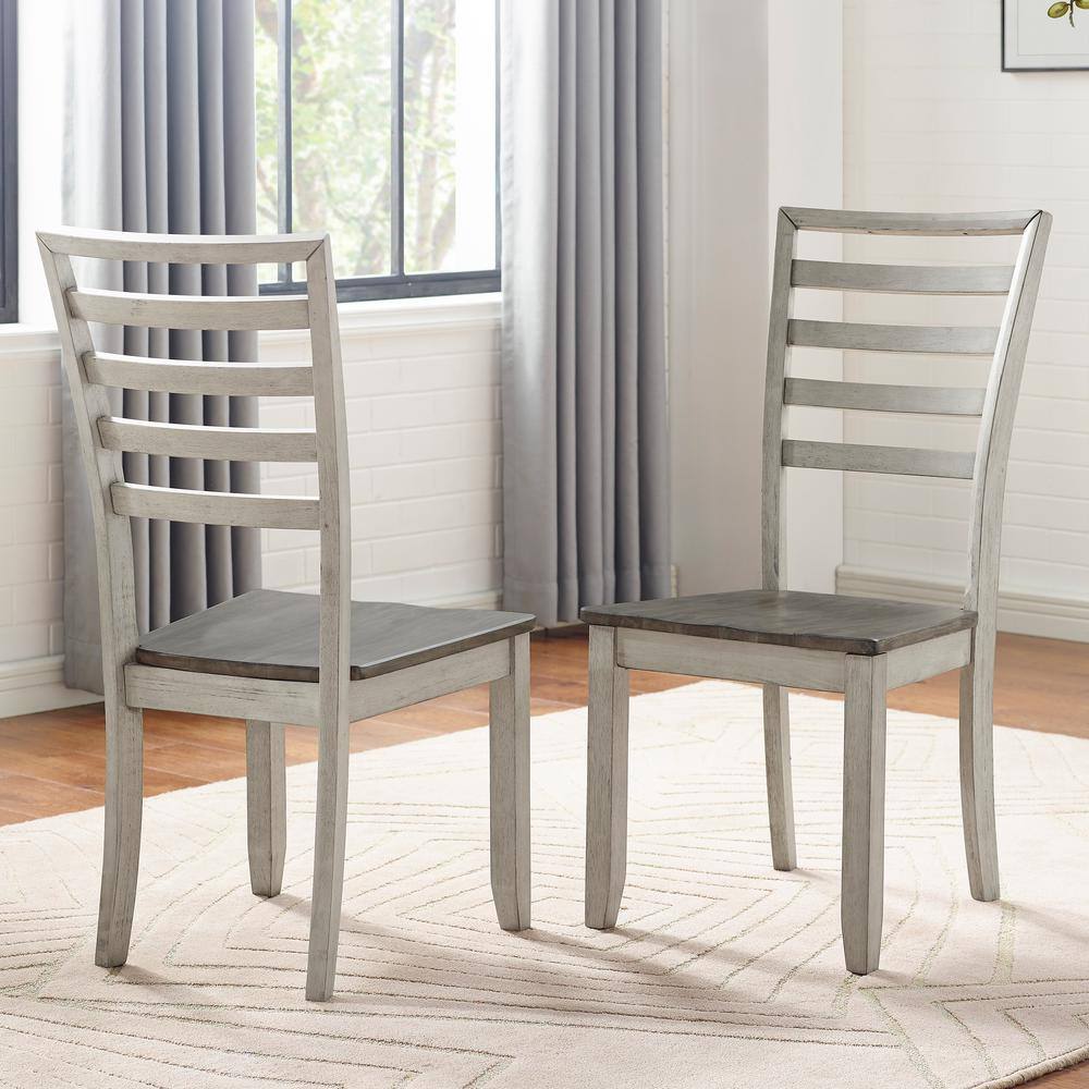 Smoky Honey Gray Ladderback Wood Side Chair Set