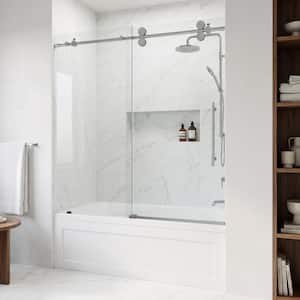 Elan 56 to 60 in. W x 66 in. H Sliding Frameless Tub Door in Chrome with 3/8 in. Clear Tempered Glass and Reversible