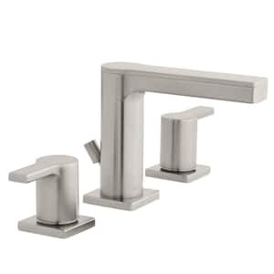 Modern Contemporary 8 in. Widespread Double-Handle Low-Arc Bathroom Faucet in Brushed Nickel