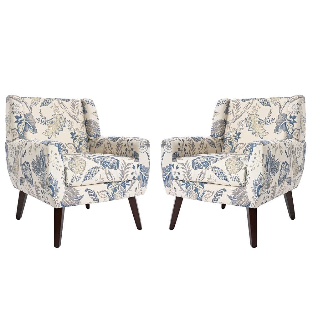 Uixe Mid-Century Modern Multicolor Leaf Pattern Linen Accent