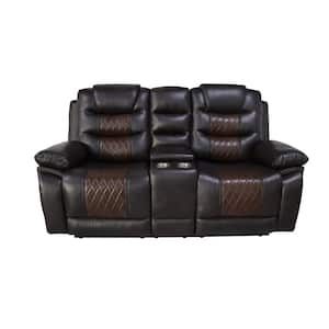New Classic Furniture Nikko 74 in. Brown Faux Leather 2-seater Loveseat with Dual Recliners