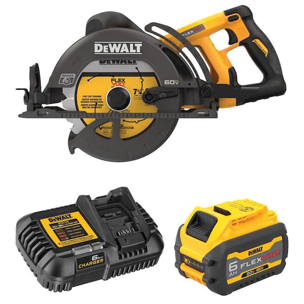 FLEXVOLT 60V MAX Lithium-Ion Cordless Brushless 7-1/4 in. Wormdrive Style Circular Saw with 6.0 Ah Battery and Charger