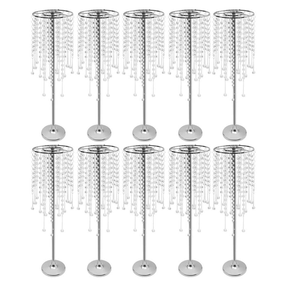 29.5 in. H Silver Iron Acrylic Beads Decor Flower Stands Decorative Vases Wedding Party Table Centerpieces (Set of 10) price history on PriceWatchPro