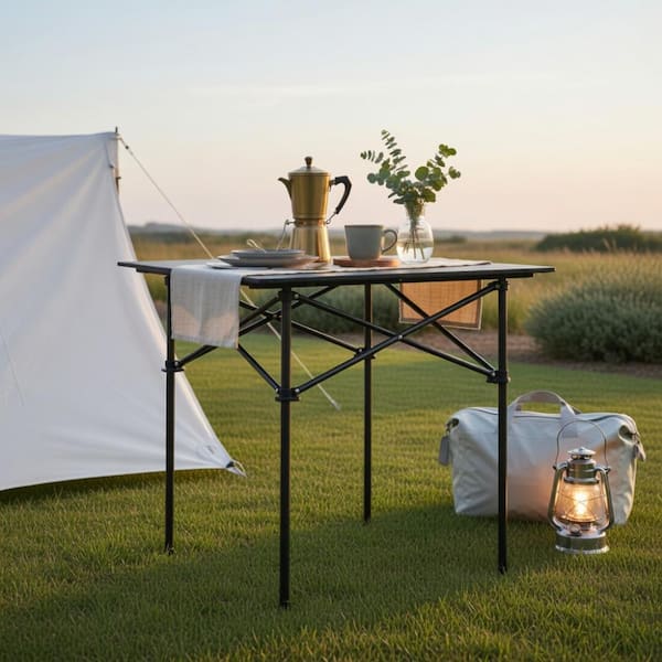 Kadyn Roll-up aluminum camping table with lightweight metal frame