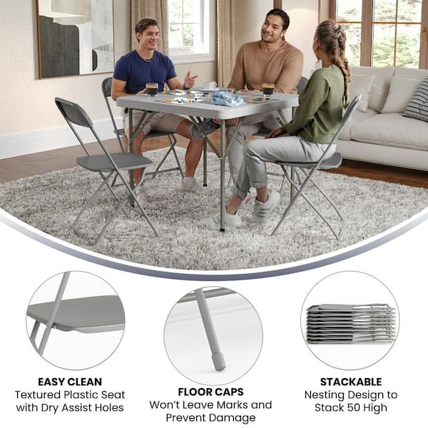 Carnegy Avenue Grey Plastic Seat with Metal Frame Folding