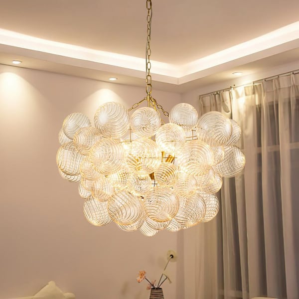 LUZ - natural HUOKU Neuvy 8-Light 33 in. W Nickel Chandelier with Swirled