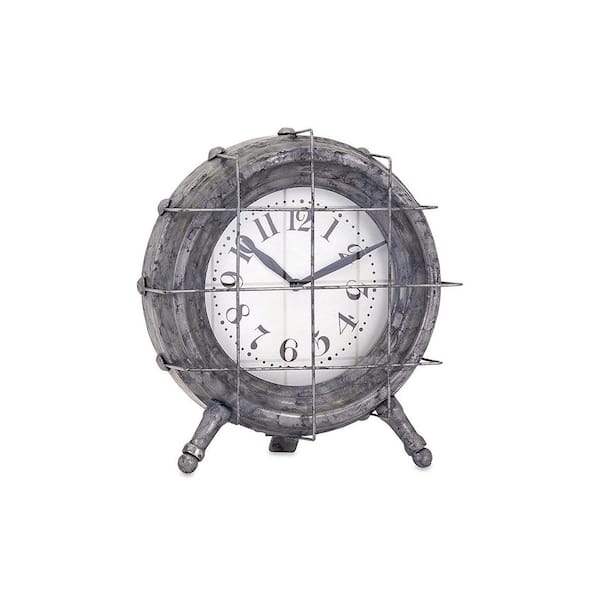 null Adrian 9 in. x 8.5 in. Round Iron Table Clock