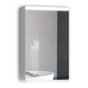 20 in. W x 4.1 in. D x 30 in. H Rectangular Silver Surface Mount Lighted Medicine Cabinet with Mirror and Left Hinge