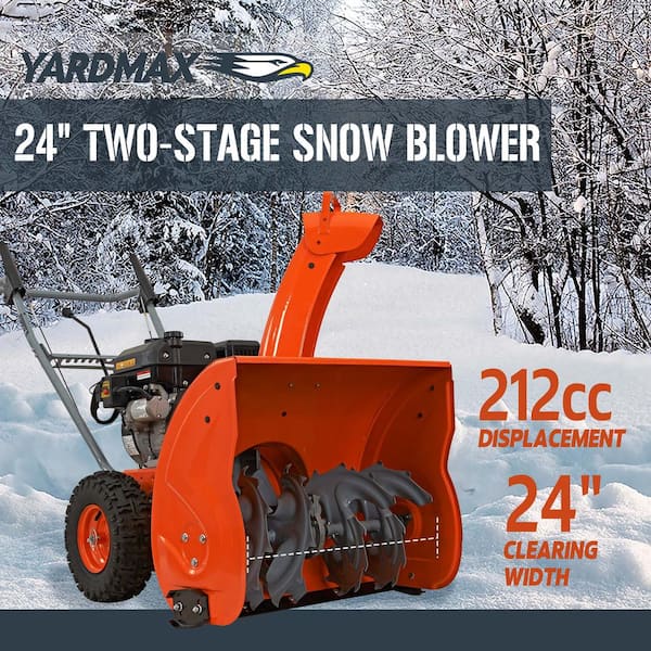 24 in. 212cc Two-stage Self-propelled Gas Snow Blower with Push-button Electric Start