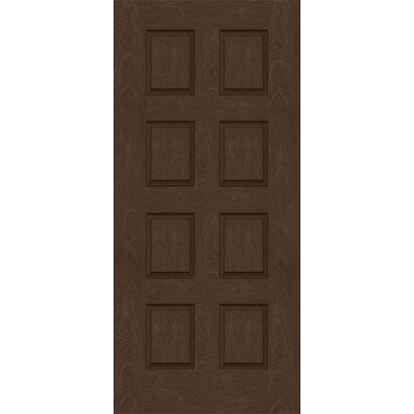 Steves & Sons Regency 36 in. x 80 in. Universal Handing 8-Panel Hickory Stain Mahogany Fiberglass Front Door Slab