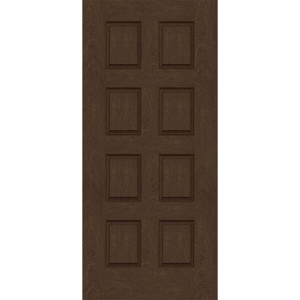 Steves & Sons Regency 42 in. x 96 in. Universal Handing 8-Panel Hickory Stain Mahogany Fiberglass Front Door Slab