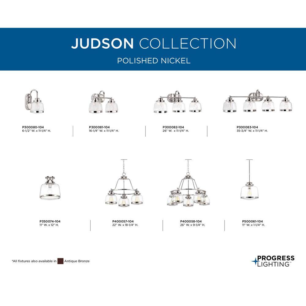 Judson Polished Nickel 12" Flush Mount Light with Clear Glass Globe