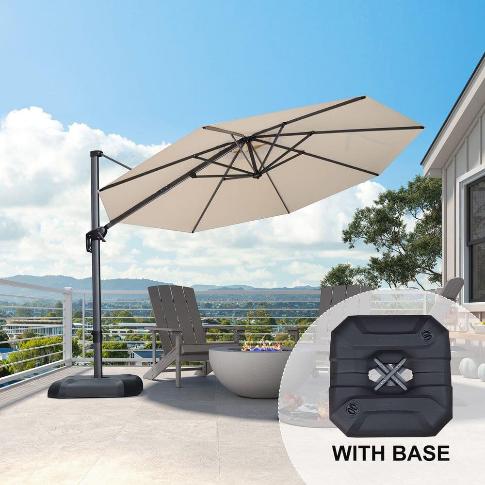 PURPLE LEAF 11 ft. Octagon Aluminum Outdoor Cantilever Patio