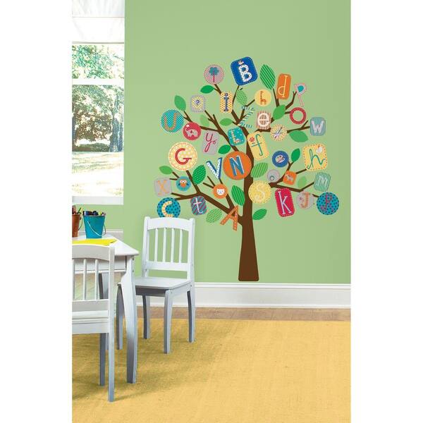Unbranded 27 in. x 40 in. ABC Primary Tree 56-Piece Peel and Stick Giant Wall Decals