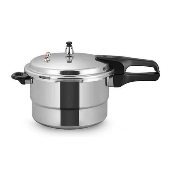 5 qt. Silver Aluminum Alloy Stovetop Pressure Cooker with Nonstick Interior, Double-Thick Bottom, Gas and Induction Use