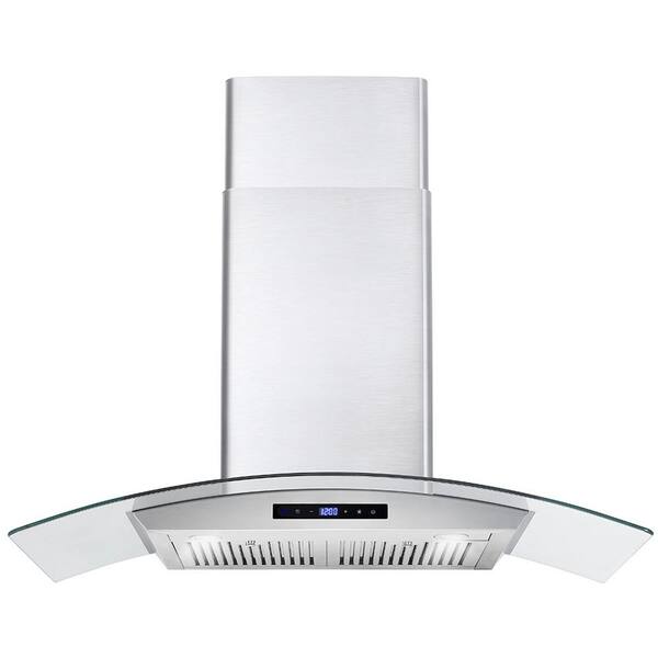 Photo 1 of 36 in. Ducted Wall Mount Range Hood in Stainless Steel with Touch Controls, LED Lighting and Permanent Filters