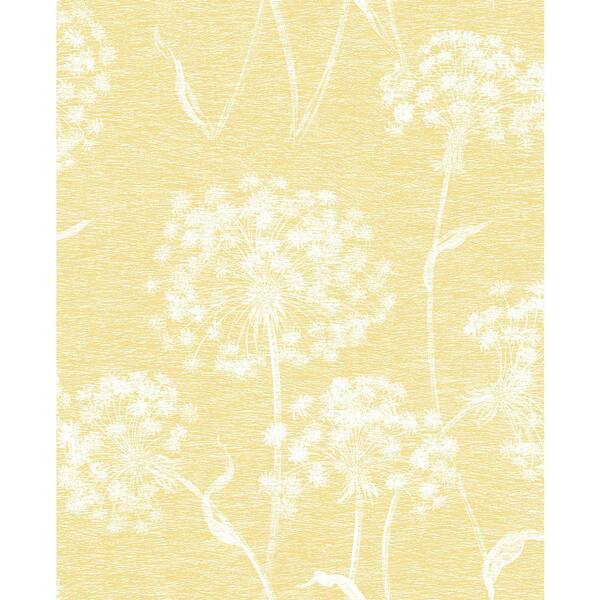 Advantage Carolyn Yellow Dandelion Sage Wallpaper Sample