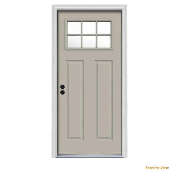 JELD-WEN 32 in. x 80 in. 6 Lite Craftsman Desert Sand Painted