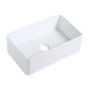 Champlain 30 in. Farmhouse Apron Front Kitchen Sink Heavy-Duty Vitreous China in White with Drain
