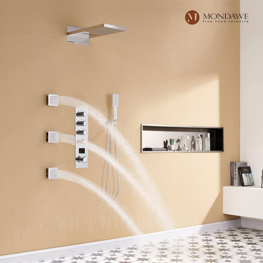22" Chrome Dual Shower System with Digital Display and Body Jets