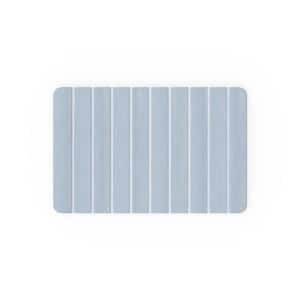 24 in. x 15 in. Quick Dry Medium Slatted Manor Blue Rectangle Diatomite Bathmat