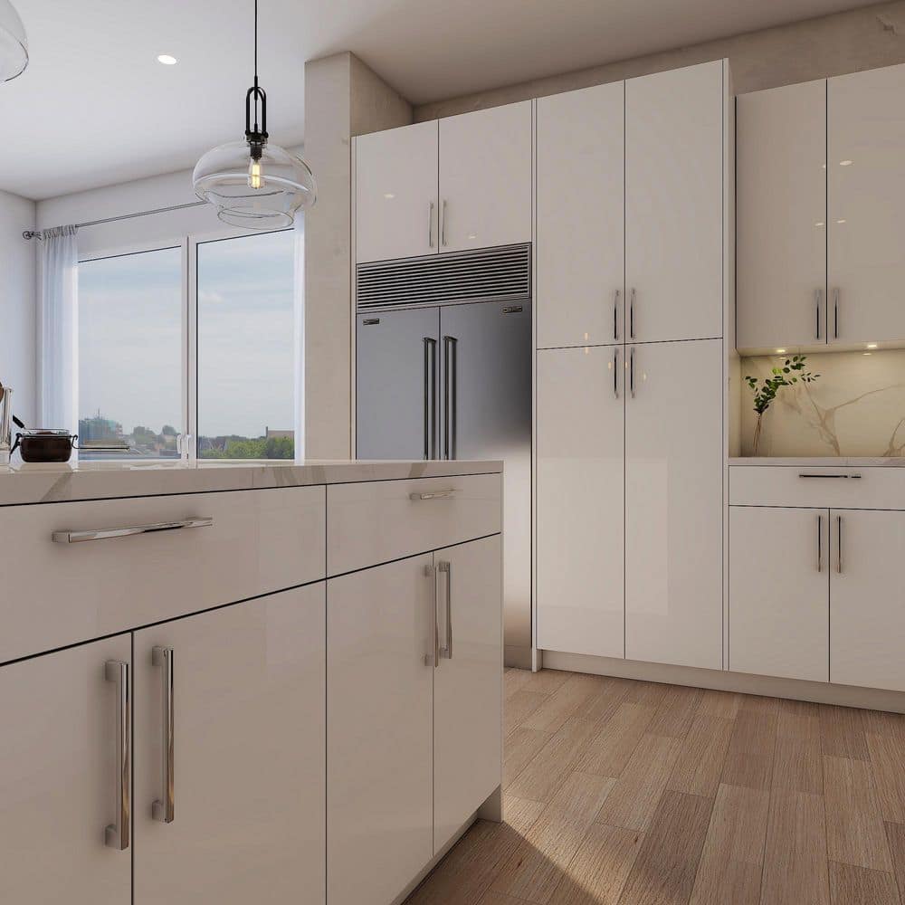 White Gloss 36" Frameless Wall Kitchen Cabinet with Soft Close Doors