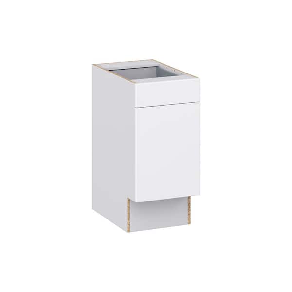J COLLECTION Fairhope Bright White Slab Assembled Accessible ADA Base Cabinet with 1 Drawer (15 in. W x 32.5 in. H x 23.75 in. D)