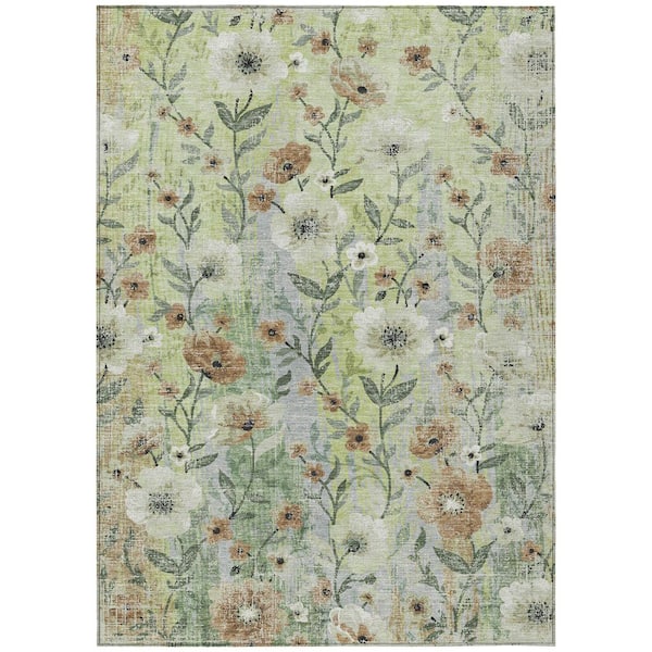 Chantille Machine Washable Indoor/Outdoor Abstract ACN2403 Aloe 8 ft. x 10 ft. Area Rug